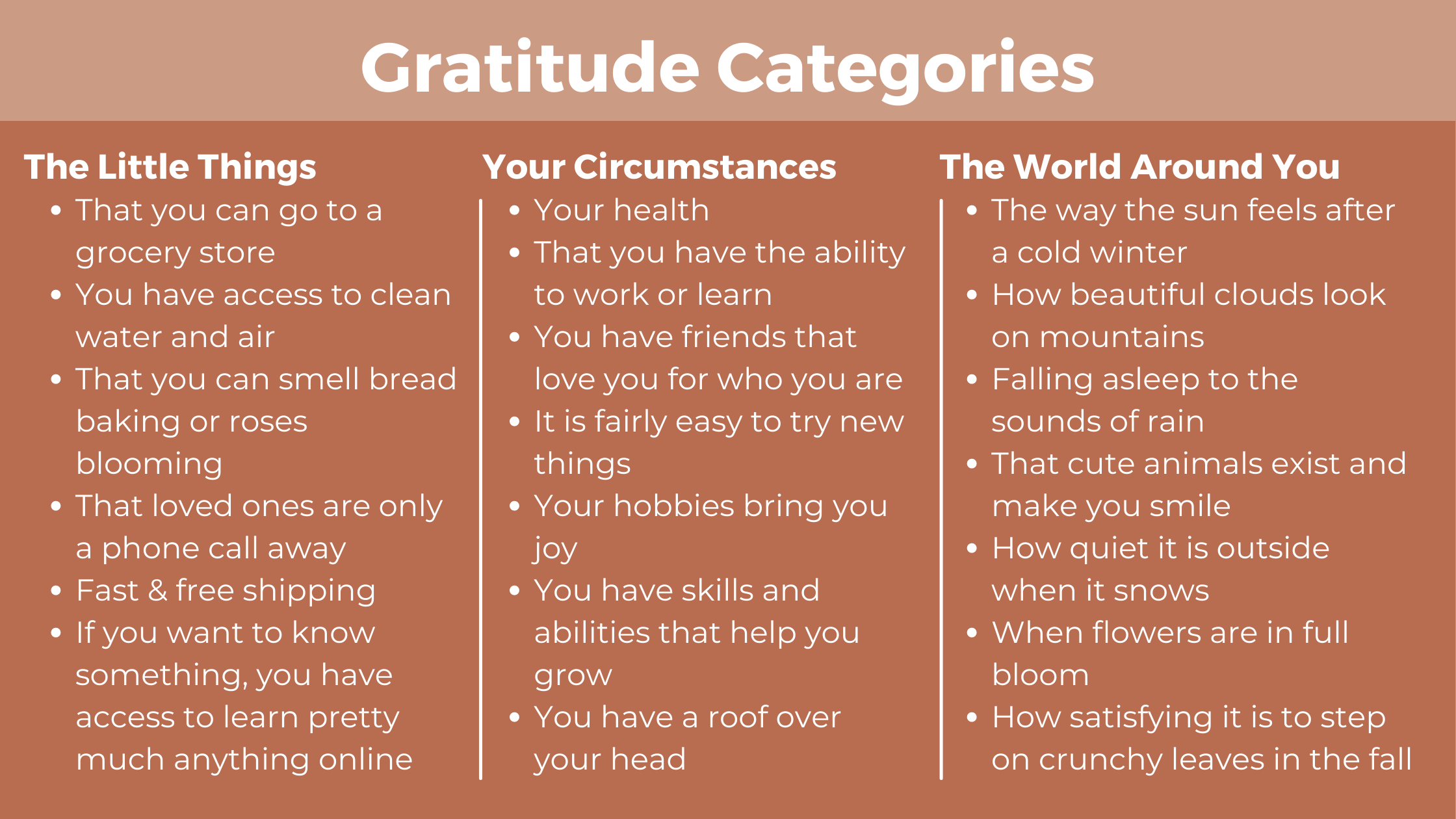 Categories of gratitude